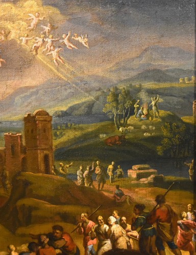 Antiquités - Paysage fantastique avec la Nativité du Christ Scipione Compagno (naples 1624 - 1680