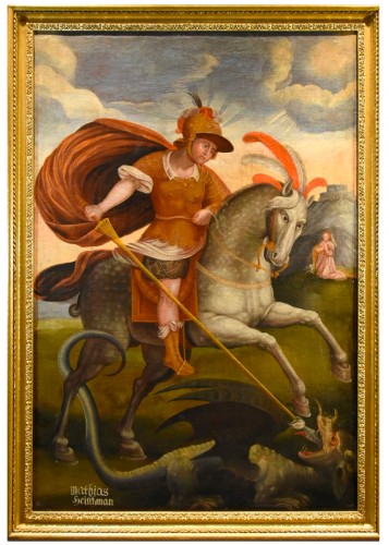 Saint Georges et le dragon, peintre italien du 17e siècle