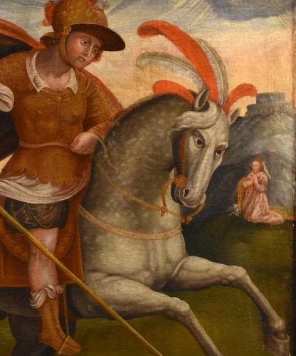 Saint Georges et le dragon, peintre italien du 17e siècle - Louis XIII