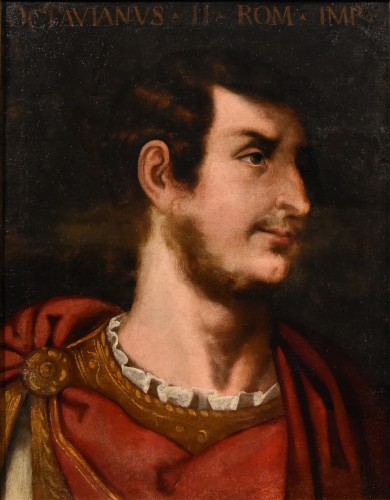 Tableaux et dessins Tableaux XVIIe siècle - Portraits des empereurs Julius Caesar et Octavien, Italie 17e siècle
