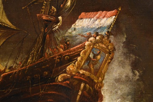 Marine orageuse avec des navires -  Matthieu Van Plattenberg (1608 - Paris 1660) - Louis XIV