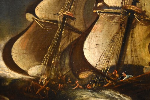 Louis XIV - Marine orageuse avec des navires -  Matthieu Van Plattenberg (1608 - Paris 1660)