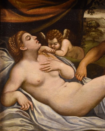 Tableaux et dessins Tableaux XVIIe siècle - Vénus et Cupidon, Atelier de Palma Il Giovane (1544 - 1628)
