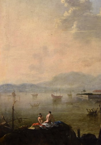 XVIIIe siècle - Paysage côtier de la Méditerranée, Peintre Flamand actif en Italie au XVIIIe siècle