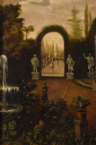 Jardin à l'italienne dans une villa, Peintre flamand actif à Rome aux XVIIe et XVIIIe siècles - 