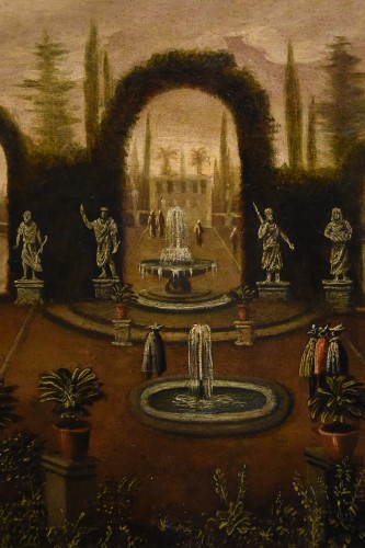  - Jardin à l'italienne dans une villa, Peintre flamand actif à Rome aux XVIIe et XVIIIe siècles