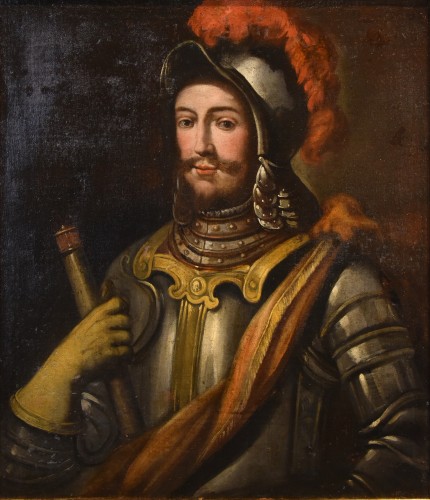 XVIIe siècle - Portrait d'un chevalier en armure - Peintre lombard du XVIIe siècle
