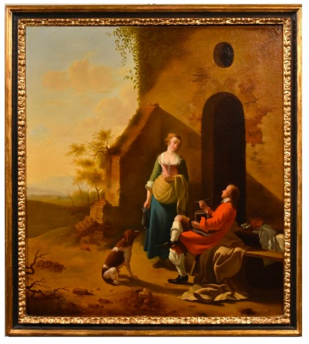 Scène Galante - Peintre flamand du XVIIIe siècle