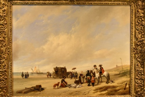 Tableaux et dessins Tableaux XIXe siècle - La plage de Scheveningen, Hubertus van Hove (la 1814 -1865) 