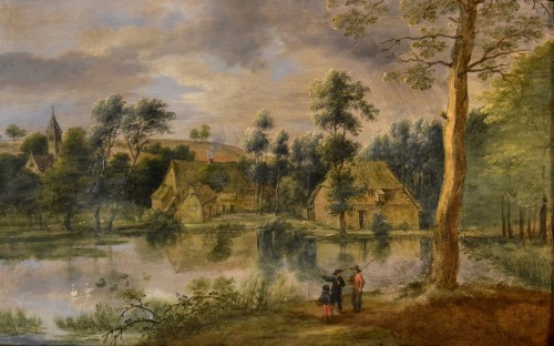 Lucas Van Uden (1595 - 1673)  Paysage de colline avec étang