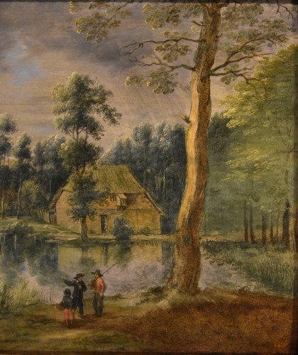 Lucas Van Uden (1595 - 1673)  Paysage de colline avec étang - Louis XIII