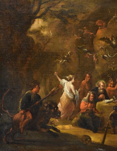 Tableaux et dessins Tableaux XVIIe siècle - La tentation de Saint Antoine, Atelier de David Teniers II Le Jeune (1610 - 1690) Atelier