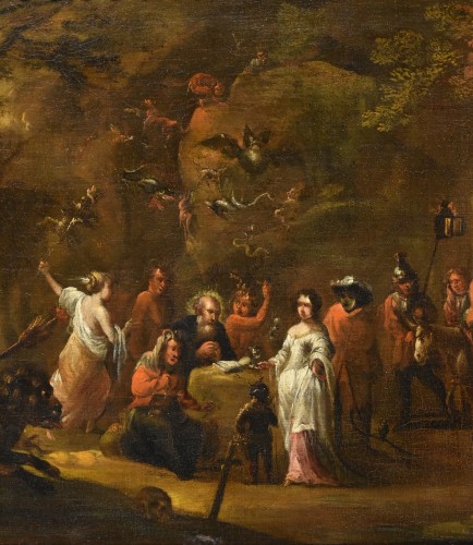 La tentation de Saint Antoine, Atelier de David Teniers II Le Jeune (1610 - 1690) Atelier - Antichità Castelbarco
