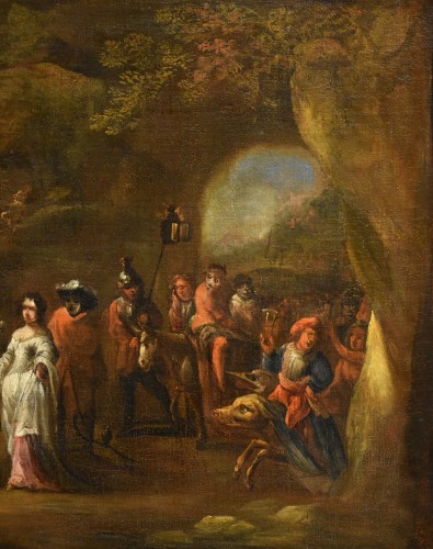 XVIIe siècle - La tentation de Saint Antoine, Atelier de David Teniers II Le Jeune (1610 - 1690) Atelier