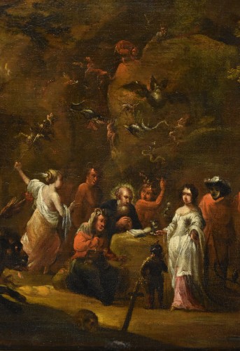 Antiquités - La tentation de Saint Antoine, Atelier de David Teniers II Le Jeune (1610 - 1690) Atelier