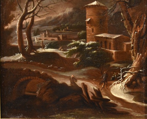 Louis XV - Paysage d'Hiver, école italienne du 18e siècle