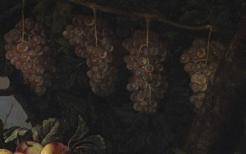 Maître romain, du XVIIe siècle Nature morte de fruits à l'extérieur - Louis XIV
