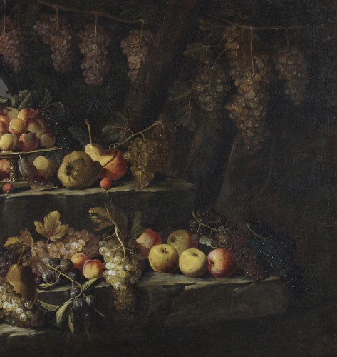 Antiquités - Maître romain, du XVIIe siècle Nature morte de fruits à l'extérieur