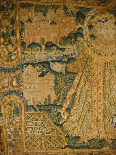 Antiquités - Bandeau de tapisserie Courtine, Angleterre  fin XVIe début XVIIe siècle