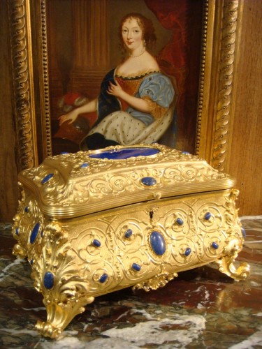 Objets de Vitrine Coffret & Nécessaire - Coffret en Bronze doré et lapis-lazuli époque XIXe Siècle