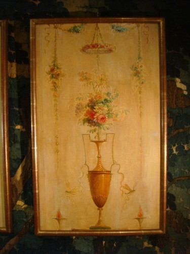 Directoire - Paire de panneaux Vases et bouquets de fleurs - Epoque XVIIIe Siècle