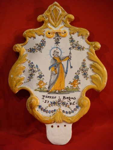 XVIIIe siècle - Grande Plaque de Bénitier Patronymique Nevers - Epoque XVIIIe