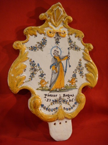 Grande Plaque de Bénitier Patronymique Nevers - Epoque XVIIIe - Louis XV