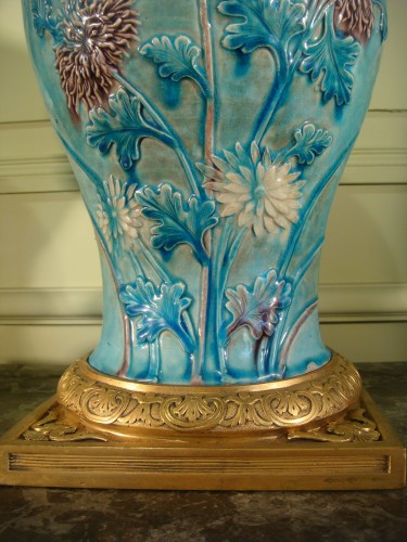XVIIe siècle - Deux Vases balustres grès émaillé - Epoque Ming