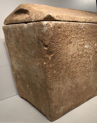 Ossuaire Juif et son couvercle en pierre calcaire Epoque Romaine - 