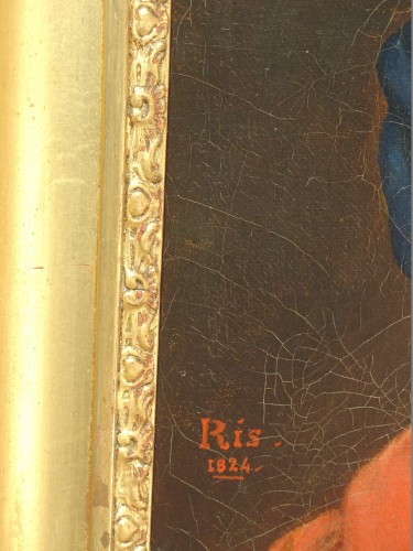 XIXe siècle - Portrait de femme signe RIS et daté 1824