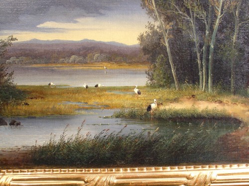 XIXe siècle - Paysage aux cigognes - Hermann Oesterreich (actif de 1834 à 1856)