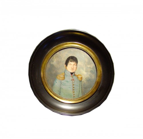 Miniature XIXe Portrait Officier , F.Dumont
