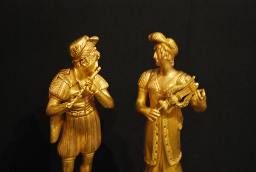 Paire de en bronze doré d'époque Empire - Sculpture Style Empire