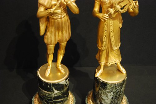 Sculpture Sculpture en Bronze - Paire de en bronze doré d'époque Empire