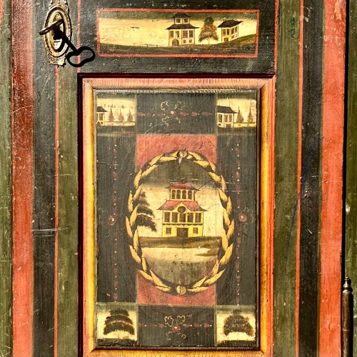 Armoire polychrome Art populaire datée 1827 - Antiquités Bertrand Klein