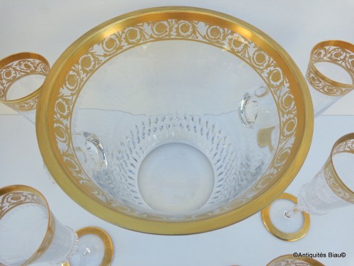 Seau à Champagne et flûtes en cristal de St Louis Thistle Or - Verrerie, Cristallerie Style Art nouveau