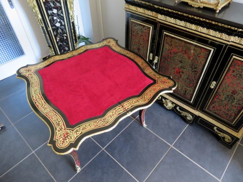 Antiquités - Console table à Jeux en marqueterie Boulle époque Napoléon III