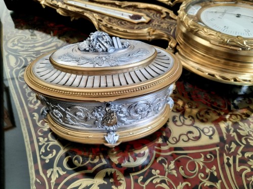 Boite à bijoux en bronze or et argent Boulle époque Napoléon III signée OUDRY  - Objets de Vitrine Style Napoléon III