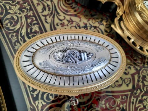 Objets de Vitrine Coffret & Nécessaire - Boite à bijoux en bronze or et argent Boulle époque Napoléon III signée OUDRY 