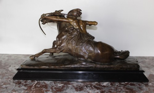 Edouard Drouot (1859-1945) - Indien et son cheval - Sculpture Style 