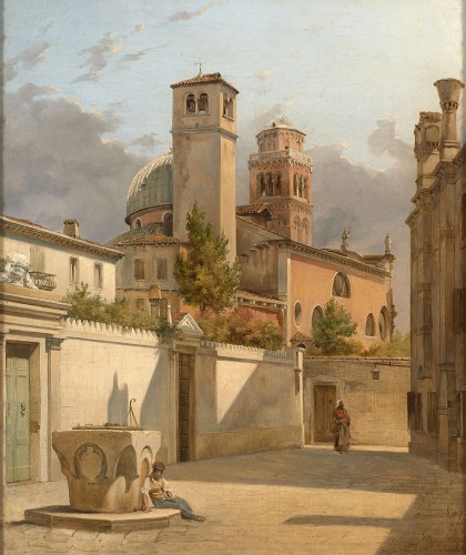 Ecole nordique vers 1850 - Venise, l’arrière de l’église Saint Roch