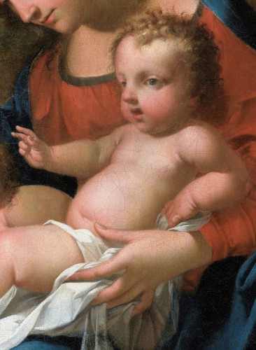 Tableaux et dessins Tableaux XVIIe siècle - René Dudot (c.1650) - La Vierge à l’Enfant et saint Jean-Baptiste