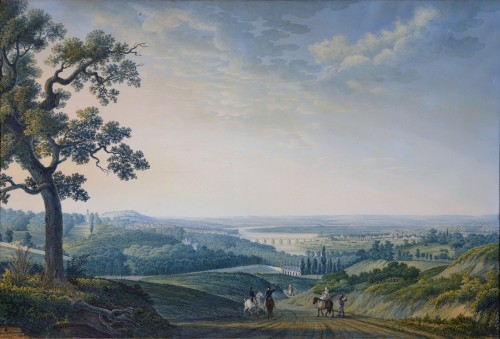 Antoine Melling (1763-1831) - Vue des environs de Saint-Cloud depuis Meudon - Tableaux et dessins Style Restauration - Charles X