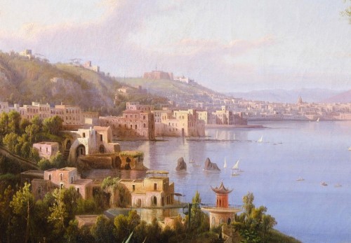 Tableaux et dessins Tableaux XIXe siècle - La baie de Naples et le Vésuve, attribué à Carl-Wilhelm Götzloff