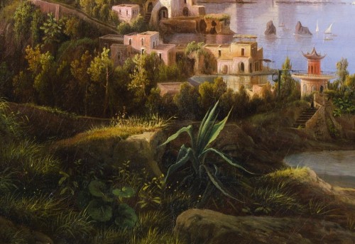 XIXe siècle - La baie de Naples et le Vésuve, attribué à Carl-Wilhelm Götzloff