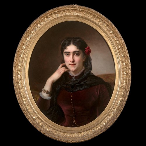 Tableaux et dessins Tableaux XIXe siècle - Hermann Winterhalter (1801-1891) - Portrait de Mathilde Leclerc de Juigné de Damas