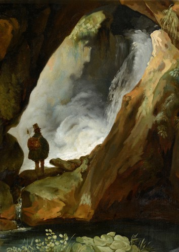 Simon Denis (1755-1813) - Tivoli, promeneur dans la grotte de Neptune