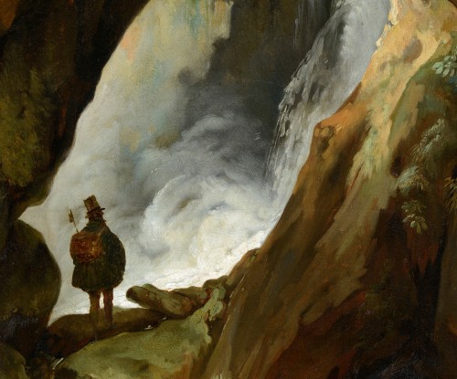 Tableaux et dessins Tableaux XIXe siècle - Simon Denis (1755-1813) - Tivoli, promeneur dans la grotte de Neptune
