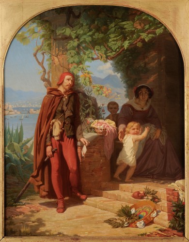 Jules Naudin (1817-1876) - Le Tasse arrivant chez sa sœur à Sorrente Naples Italie