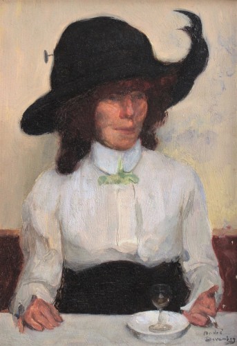 André Devambez (1867-1944) - Portrait de femme au bistrot